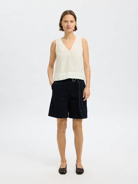 Selected Femme Linna linen top - White