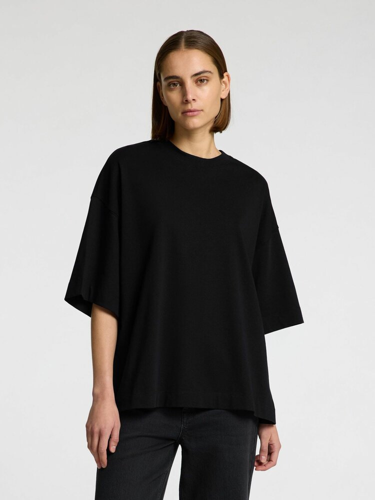 Selected Femme Col oversized tee - Black