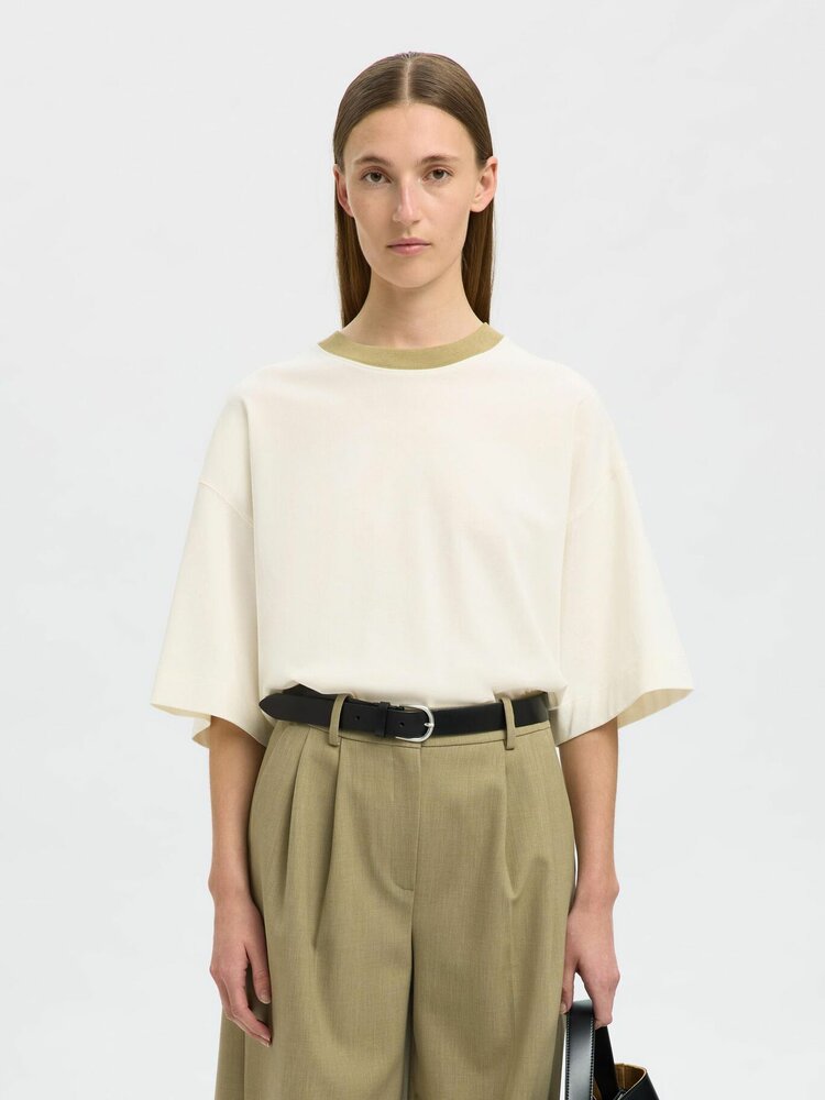 Selected Femme Col oversized contrast tee