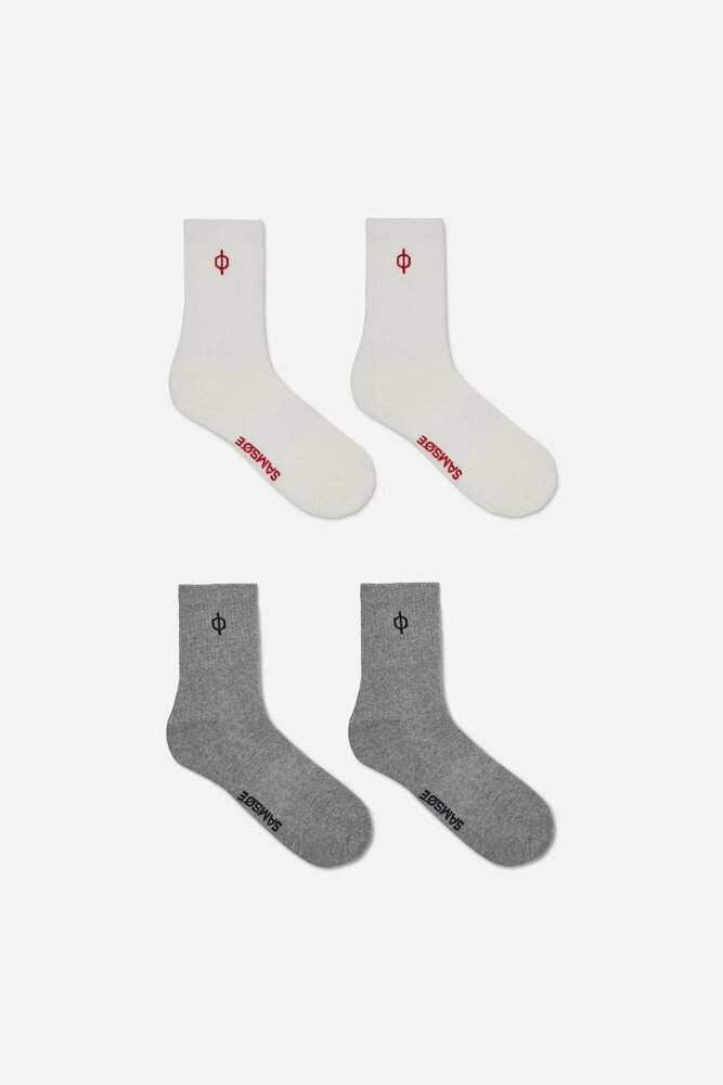 Samsoe Samsoe Sahanne socks - Cream and Grey Mel